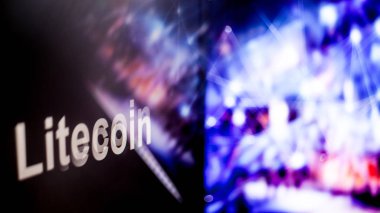 Litecoin cryptocurrency belirteci. cryptocurrency borsalarının davranışı, kavram. Modern finansal teknolojiler.