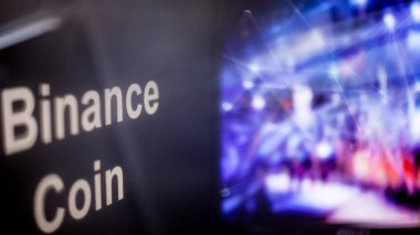 Binance sikke cryptocurrency Token. cryptocurrency borsalarının davranışı, kavram. Modern finansal teknolojiler.