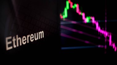 Ethereum cryptocurrency belirteci. Cryptocurrency borsalarının davranışı, kavram. Modern finansal teknolojiler.