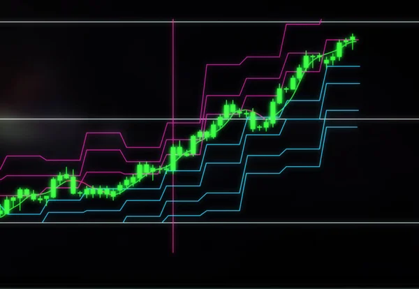 Candlestick chart of stock or currency price growth. Investments in companies and cryptocurrencies.