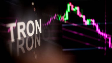 Tron cryptocurrency belirteci. Cryptocurrency borsalarının davranışı, kavram. Modern finansal teknolojiler.
