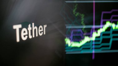 Tether cryptocurrency belirteci. Cryptocurrency borsalarının davranışı, kavram. Modern finansal teknolojiler.
