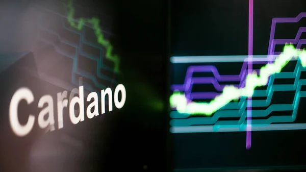 Token Cardano kryptowaluta. Zachowanie wymiany kryptowaluta, koncepcji. Nowoczesne technologie finansowe. — Zdjęcie stockowe