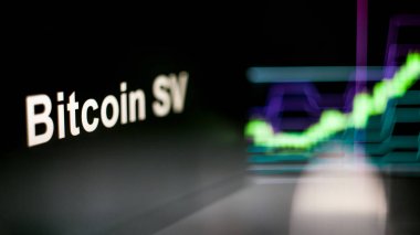 Bitcoin SV cryptocurrency belirteci. Cryptocurrency borsalarının davranışı, kavram. Modern finansal teknolojiler.