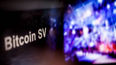Bitcoin SV cryptocurrency belirteci. cryptocurrency borsalarının davranışı, kavram. Modern finansal teknolojiler.