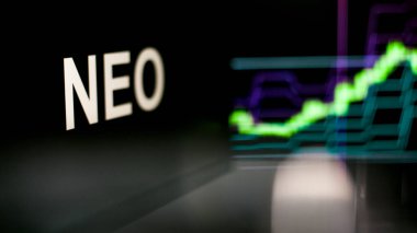 Neo Cryptocurrency belirteci. Kripto para değişimlerinin davranışı, kavram. Modern finansal teknolojiler.