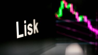 Lisk Cryptocurrency belirteci. Kripto para değişimlerinin davranışı, kavram. Modern finansal teknolojiler.