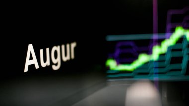 Augur Cryptocurrency belirteci. Kripto para değişimlerinin davranışı, kavram. Modern finansal teknolojiler.