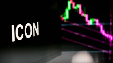 Simge Cryptocurrency belirteci. Kripto para değişimlerinin davranışı, kavram. Modern finansal teknolojiler.