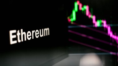 Ethereum cryptocurrency belirteci. Cryptocurrency borsalarının davranışı, kavram. Modern finansal teknolojiler.