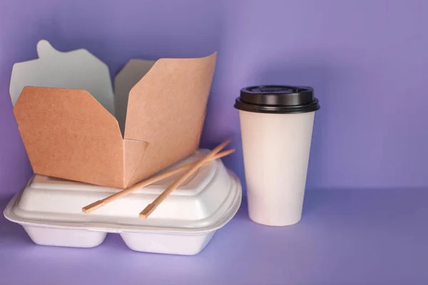 Food delivery service from restaurants and cafes. takeaway food containers.