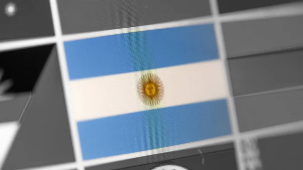 Argentina national flag of country. Argentina flag on the display, a digital moire effect.