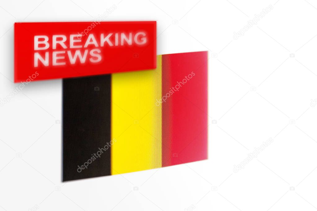 Breaking news, Belgium country's flag and the inscription news