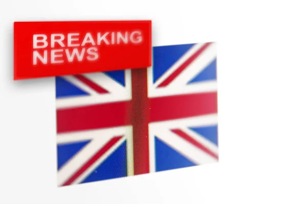 Son dakika haberi, Büyük Britanya bayrağı ve yazılı haberler. — Stok fotoğraf
