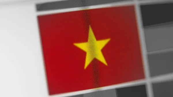 Vietnam national flag of country. Vietnam flag on the display, a digital moire effect.