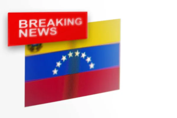 Έκτακτες ειδήσεις, σημαία της χώρας της Βενεζουέλας και την επιγραφή ειδήσεις — Φωτογραφία Αρχείου