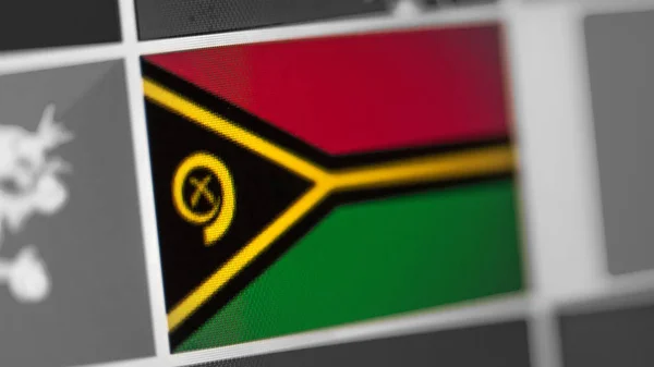 Vanuatu national flag of country.Vanuatu flag on the display, a digital moire effect.