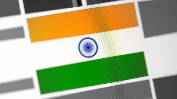 Índia bandeira nacional do país. Bandeira da Índia na tela, um efeito de moire digital . — Fotografia de Stock