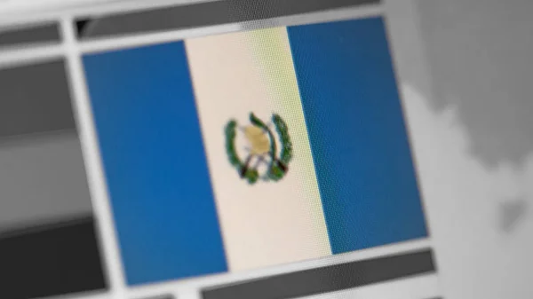 Guatemala national flag of country. Guatemala flag on the display, a digital moire effect.