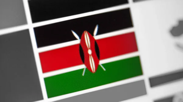 Kenya national flag of country.Kenya flag on the display, a digital moire effect.