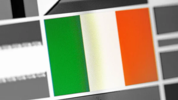Ireland national flag of country. Ireland flag on the display, a digital moire effect.