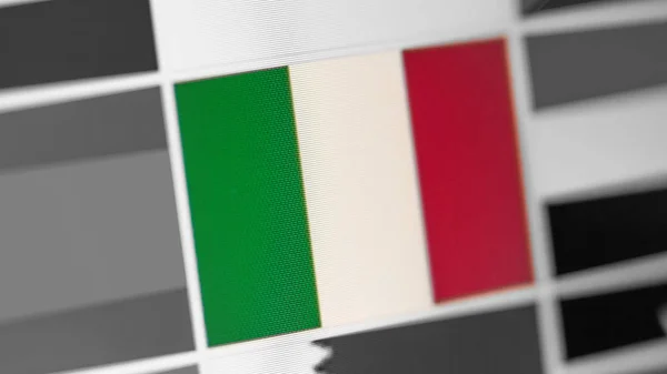 Italy national flag of country. Italy flag on the display, a digital moire effect.
