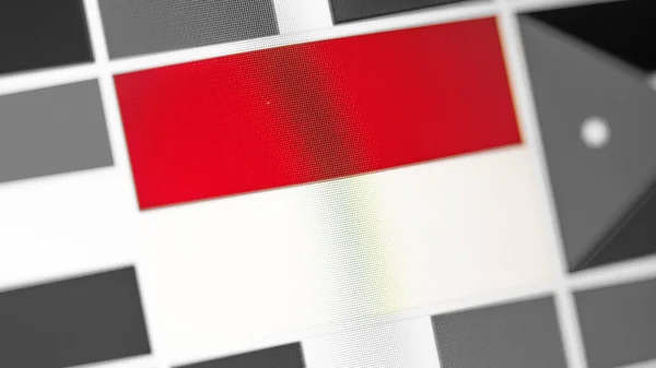 Indonesia national flag of country. Indonesia flag on the display, a digital moire effect.