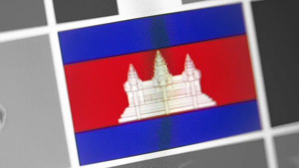 Cambodia national flag of country. Cambodia flag on the display, a digital moire effect.