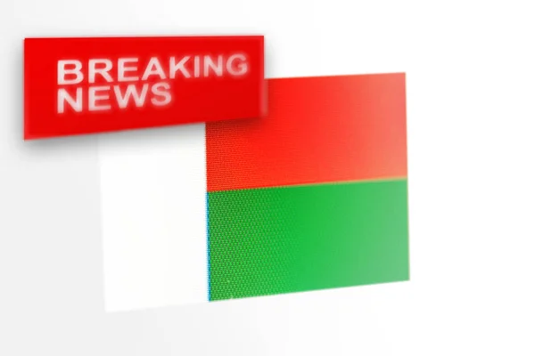 Últimas notícias, a bandeira do país de Madagáscar e as notícias de inscrição — Fotografia de Stock