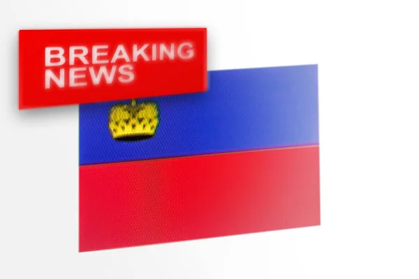 Noticias de última hora, la bandera del país de Liechtenstein y las noticias de inscripción — Foto de Stock