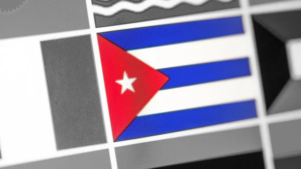 Cuba national flag of country. Cuba flag on the display, a digital moire effect.