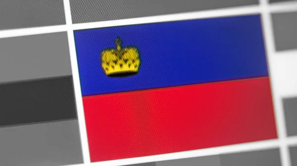 Εθνική σημαία της χώρας του Λιχτενστάιν. Σημαία του Λιχτενστάιν στην οθόνη, ένα ψηφιακό εφέ. — Φωτογραφία Αρχείου