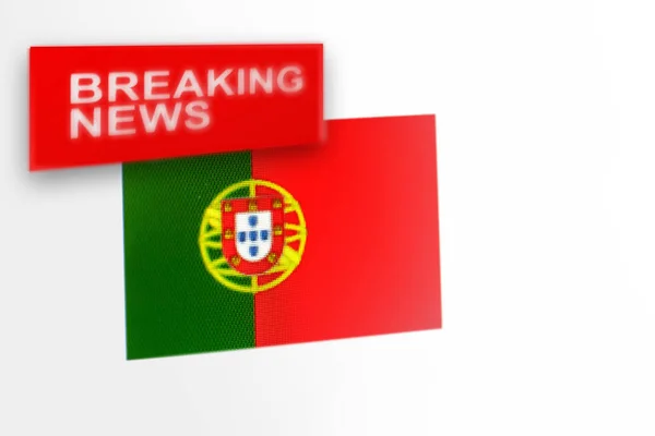 Brekend nieuws, de vlag van Portugal en het inscriptienieuws — Stockfoto