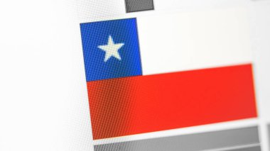 Şili'nin ulusal ülke bayrağı. ekranda bayrak, dijital moire etkisi.