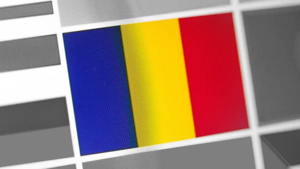Chad national flag of country. flag on the display, a digital moire effect.