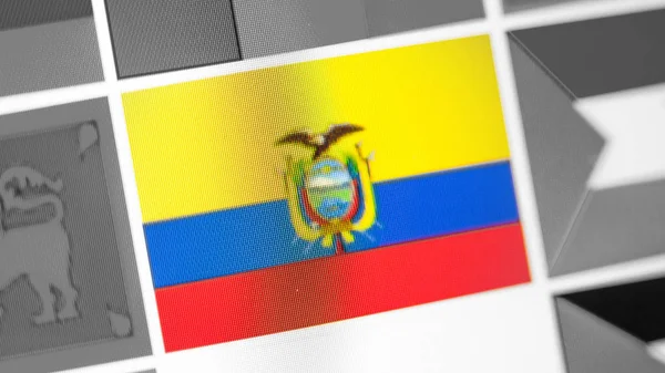 Ecuador national flag of country. Ecuador flag on the display, a digital moire effect.