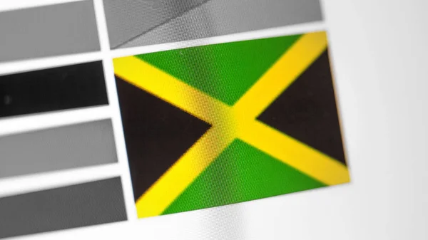 Giamaica bandiera nazionale del paese. Bandiera giamaicana sul display, un effetto moire digitale . — Foto Stock