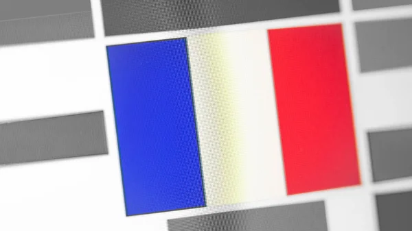 France national flag of country. flag on the display, a digital moire effect.