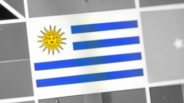 Uruguay nationale vlag van het land. vlag op het display, een digitaal moire-effect. — Stockfoto
