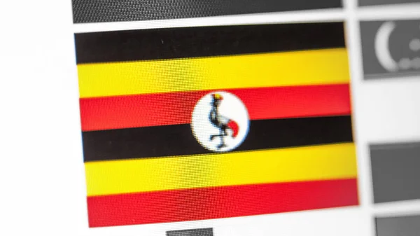 乌干达国旗。显示屏上的标志，数字摩尔效果. — 图库照片