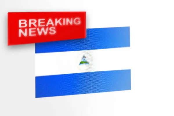 Έκτακτες ειδήσεις, η σημαία της χώρας της Νικαράγουα και η επιγραφή ειδήσεις — Φωτογραφία Αρχείου