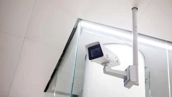 CCTV camera in the subway room, public place, security and video surveillance. — Stock Photo, Image