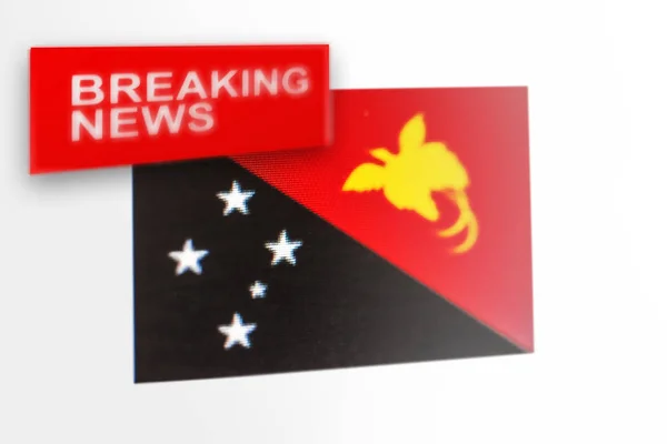 Breaking news, Papua new guinea country\'s flag and the inscription news