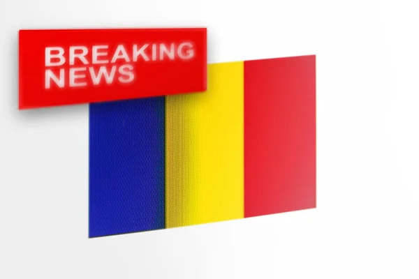 Breaking News, Chad lands flagga och inskriptionen nyheter — Stockfoto