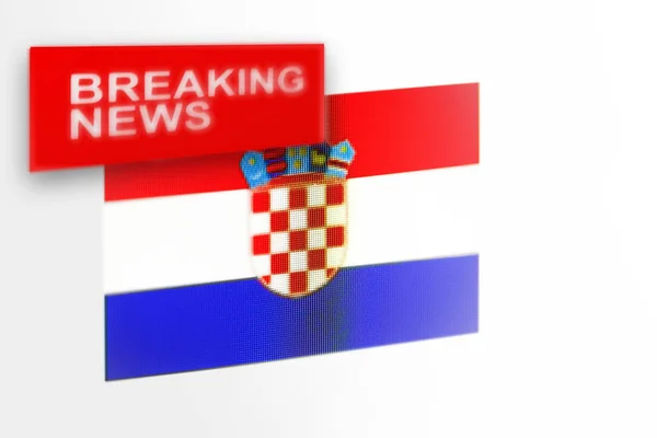 Noticias de última hora, la bandera del país de Croacia y las noticias de inscripción — Foto de Stock