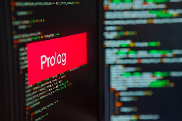 Lenguaje de programación, inscripción Prolog en el fondo del código informático . — Foto de Stock