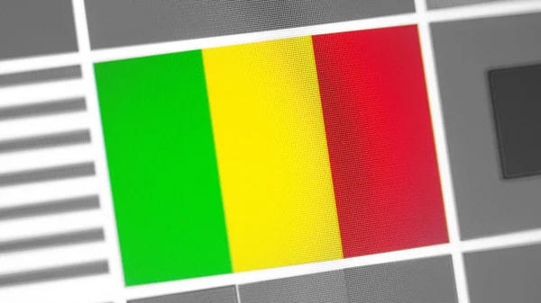 Mali national flag of country. Mali flag on the display, a digital moire effect.