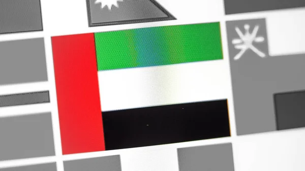 Emiratos Árabes Unidos bandera nacional del país. Bandera de los EAU en la pantalla, un efecto de amarre digital . —  Fotos de Stock