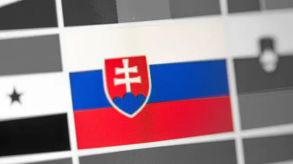 Eslovaquia bandera nacional del país. Bandera de Eslovaquia en la pantalla, un efecto moire digital . — Foto de Stock
