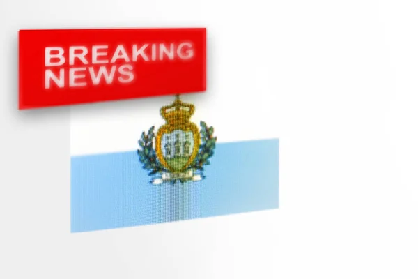 Últimas notícias, a bandeira do país de San Marino e as notícias de inscrição — Fotografia de Stock